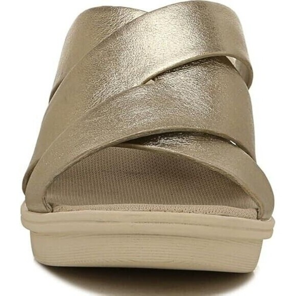 Naturalizer Rowena Womens Leather Slip on Slide Sandals, Warm Silver Leather, 9W - Picture 4 of 7